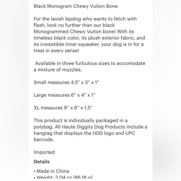 Black monogram dog toy - Picture 5 of 5